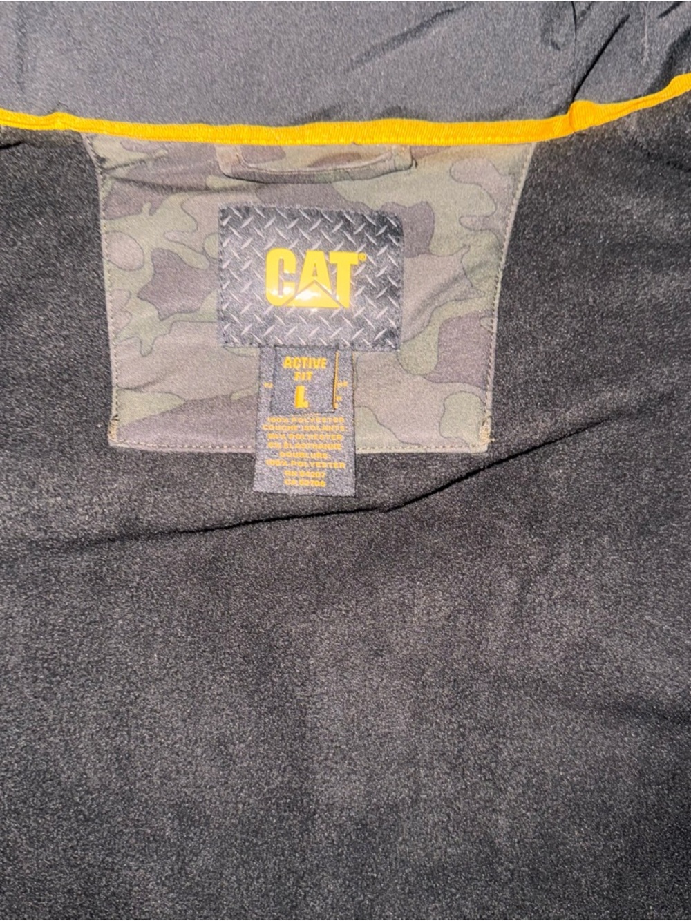 Caterpillar Black Jacket with Yellow Trim